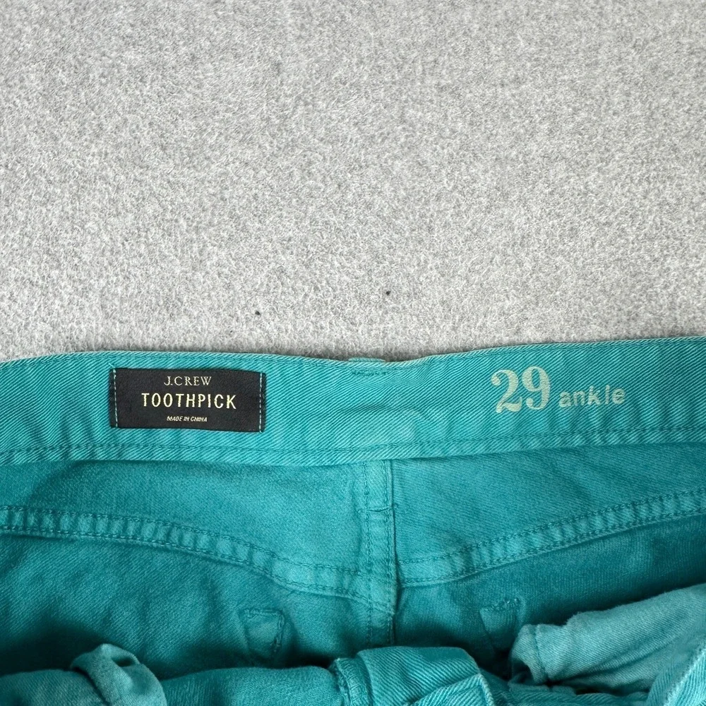 J.Crew Jeans Womens 29 Teal Toothpick Ankle Skinny Stretch Denim Pants